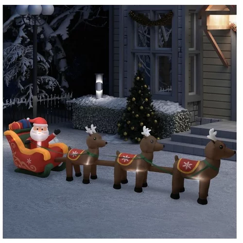  Napihljiva božična dekoracija Božiček z jeleni LED 490 cm