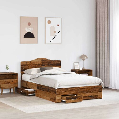  Okvir za krevet Staro drvo 120 x 190 cm Konstruirano drvo Slike