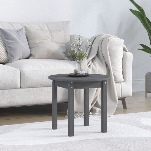 VidaXL Klubska mizica siva &amp;Oslash; 45x40 cm trdna borovina Slike