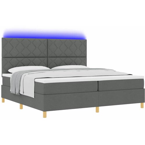  LED Box Spring Krevet Tamno siva 200 x 200 cm tkanina Slike