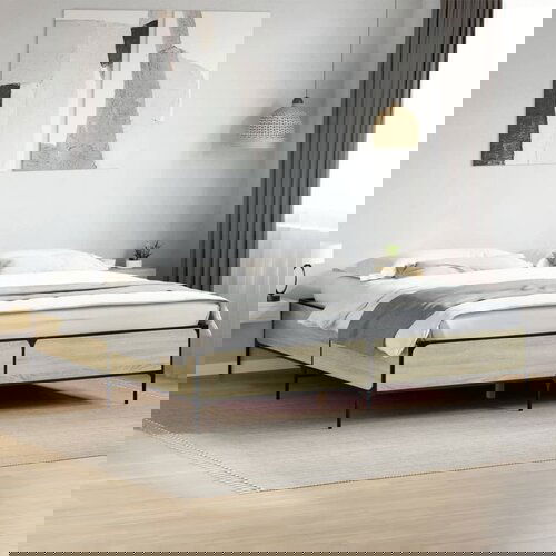 Furnova Posteljni okvir sonoma hrast 180x200 cm inž. les in kovina, (21942894) Cene