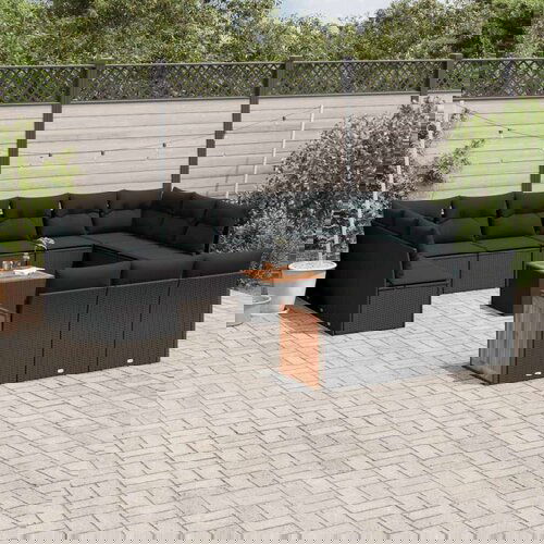  14-dijelni set vrtnih sofa s jastucima poliratan crni Cijene