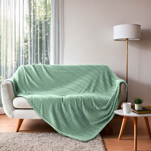 Douceur d int&amp;eacute;rieur Svetlo zeleno pregrinjalo iz mikroflanele 180x220 cm Arya &amp;ndash; Slike