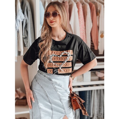 DStreet T-shirt damski oversize w serduszka LOVERS czarna Cene