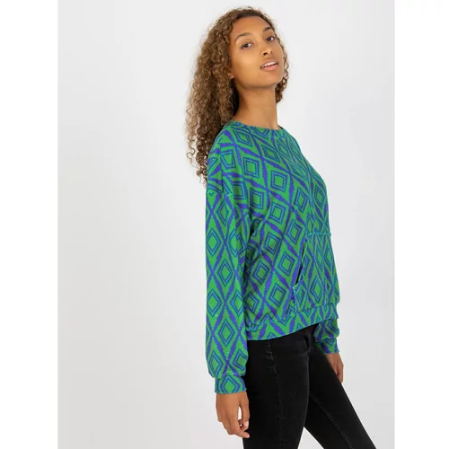 Fashion Hunters Green and blue velor sweatshirt with the RUE PARIS print