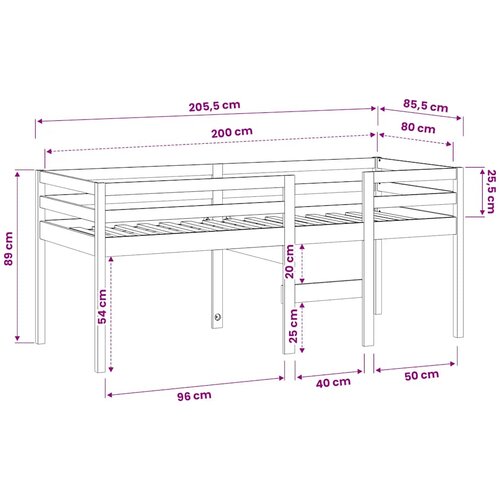  Visoki krevet 80x200 cm od masivne borovine Slike