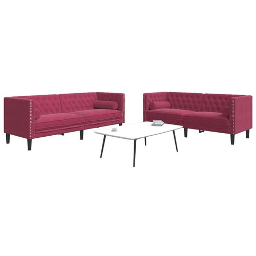  2-dijelni set sofa Chesterfield crvena boja vina baršunasti Cijene