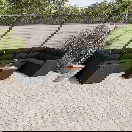 vidaXL 11-dijelni set vrtnih sofa od poliratana s jastucima crni Cijene