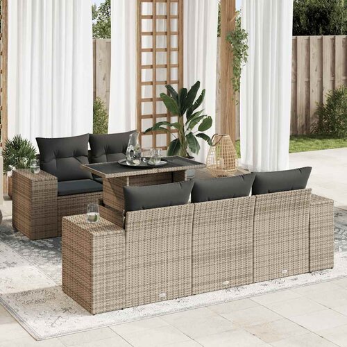 vidaXL 6-dijelni set vrtnih sofa od poliratana s jastucima sivi Cijene