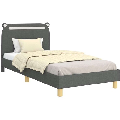  Krevet za djecu s uzglavljem Tamno siva 90 x 190 cm tkanina Slike