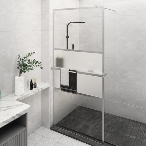 The Living Store pregrada za tu&amp;scaron; s polico krom 80x195 cm esg steklo in aluminij - stena za tu&amp;scaron;, (21751407) Slike