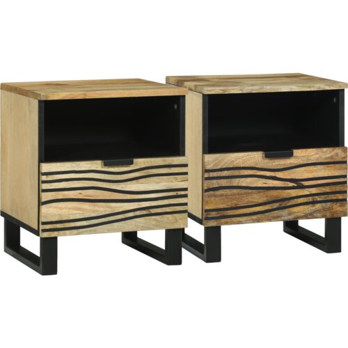  Noćni ormarići 2 kom 40x33x46 cm od masivnog drveta manga Slike