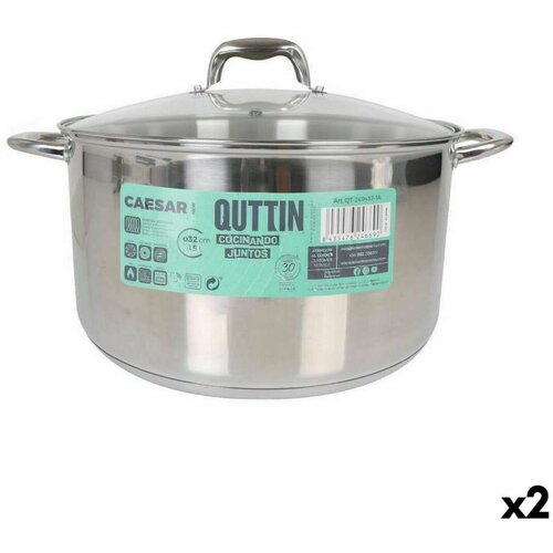 Posuda sa staklenim poklopcem Quttin Caesar Čelik &amp;oslash; 32 x 18 5 cm (2 kom.) Slike