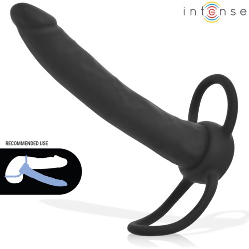Intense DILDO Lucas Black - erekcijski obroček, za dvojno penetracijo, dildo za pare Cene