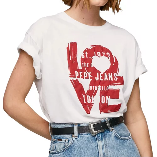 Pepe Jeans Kratka majica Nicoletta ženska, bež barva