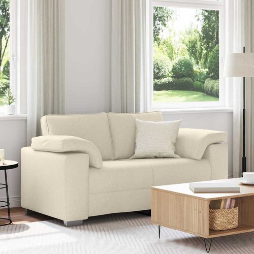 SOFA za dvije osobe Bež 160 cm Platnasta tkanina Slike