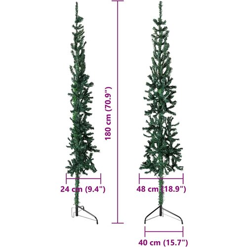 Tanka umjetna polovica božićnog drvca sa stalkom zelena 180 cm Slike
