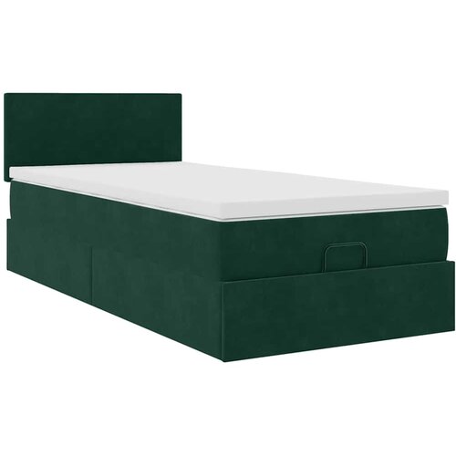  Otomanski krevet s madracem i LED tamnozeleni 90x200 cm bar&amp;scaron;un Slike