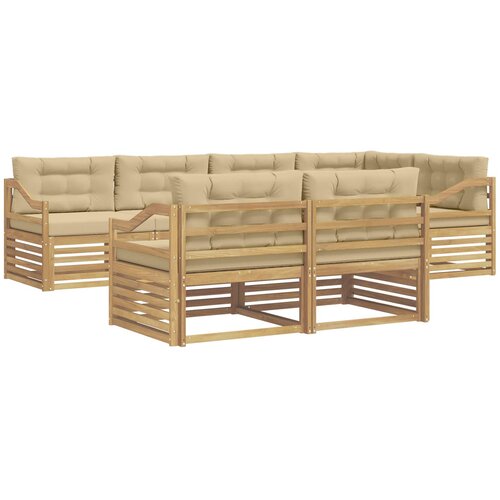 vidaXL Zunanja garnitura za sedenje 7 pcs Bela in bež Poliester, (5000282613) Cene