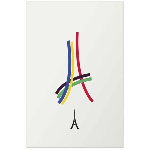  Plakat - Eiffel Tower - Colored Graphic - Abstraction 40x60 Bez okvira Slike