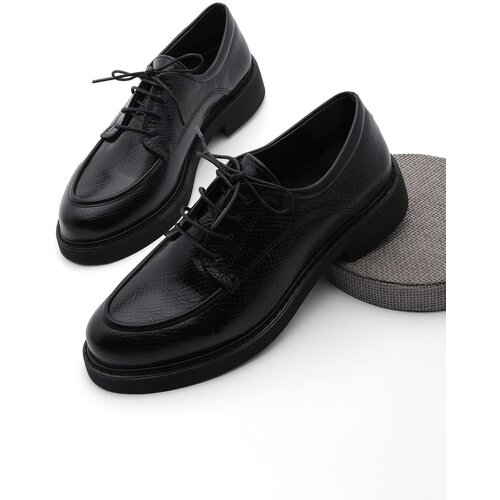 Marjin Women's Oxford Shoes with Lace-up Masculine Casual Shoes Nesan Black Cene