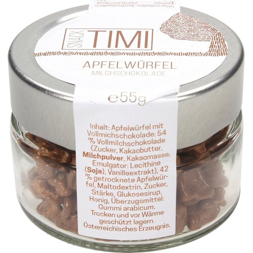 TIMI Jabolčne kocke v mlečni čokoladi - 55 g Cene