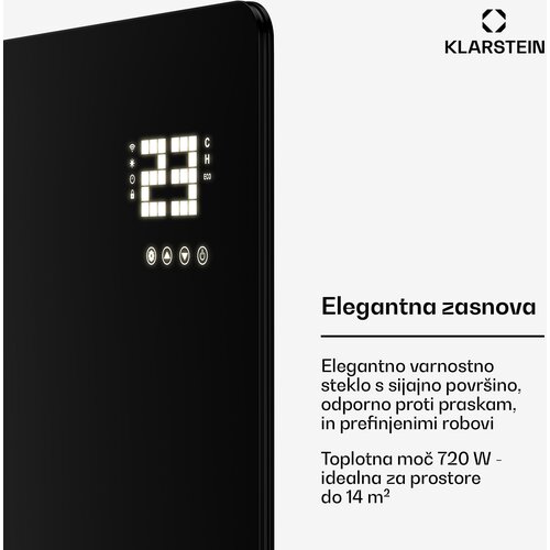 Klarstein wonderglass infracrvena ploča | 720 w | 15 m&amp;sup2; | moderan stakleni dizajn | 120 cm x 68 cm Slike