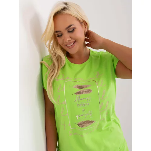 Fashion Hunters Light green women's blouse plus size with application