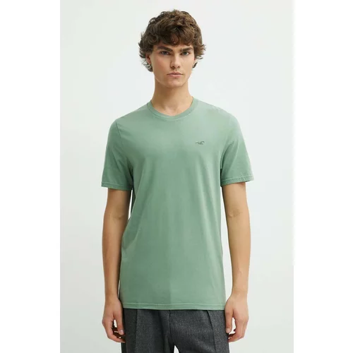 Hollister Co. Bombažna kratka majica moški, zelena barva
