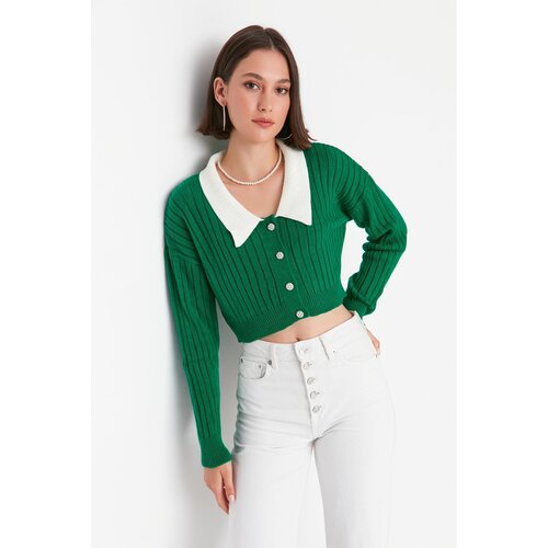 Trendyol Green Collar Detailed Knitwear Cardigan Slike