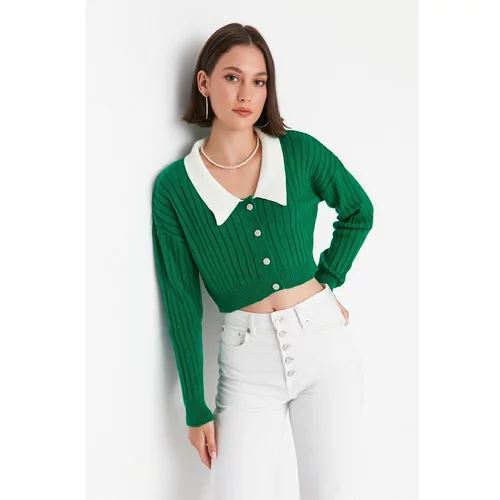 Trendyol Green Collar Detailed Knitwear Cardigan