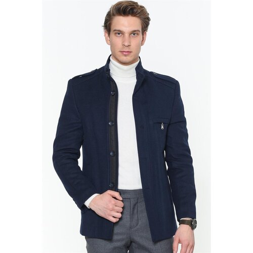 Dewberry PLT8378 MEN&amp;#039;S COAT-PLAIN NAVY BLUE Slike