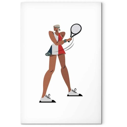  Slika - Tennis Player With a Racket on a Light Background - Illustration 60x90 Akustična Slike