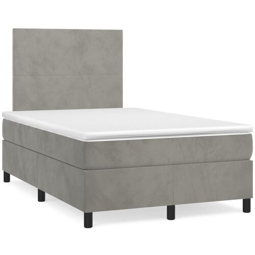 VidaXL Box spring postelja z vzmetnico svetlo siva 120x190 cm žamet Slike