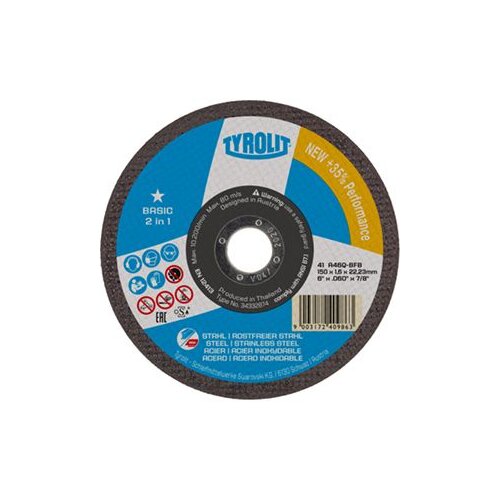  Ploča rezna za metal/inox 125x2,5mm Basic 2u1 TYROLIT Cijene