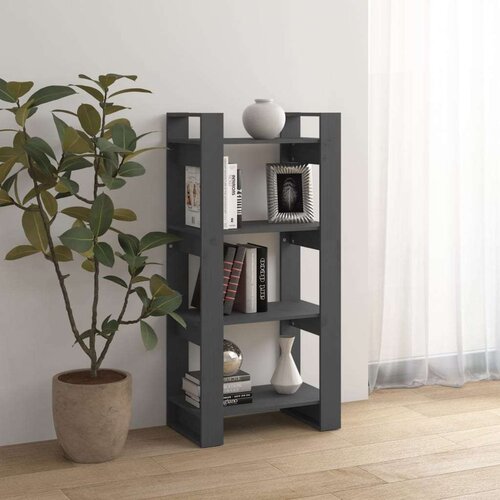 VidaXL knjižna omara/pregrada siva 60x35x125 cm trden les Slike