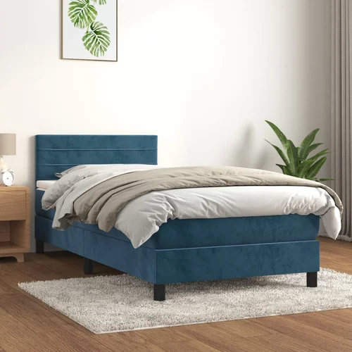 Box spring krevet s madracem tamnoplavi 80 x 200 cm baršunasti