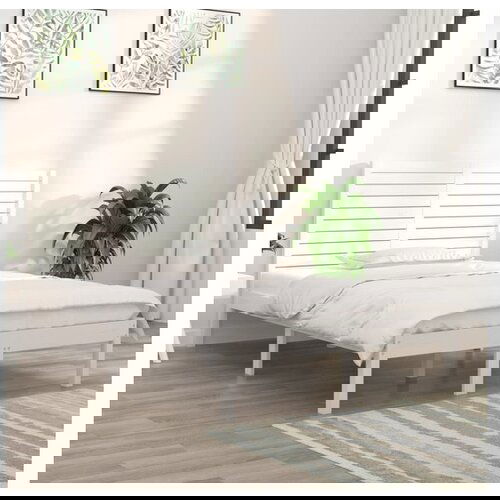 vidaXL Posteljni okvir bel iz trdnega lesa 135x190 cm 4FT6 Cene