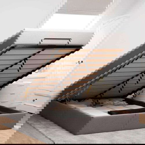 vidaXL Otomanski okvir kreveta s madraca smeđesivi 120x200cm tkanine Cijene