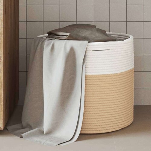 VidaXL Ko&amp;scaron;ara za pohranu bež-bijela &amp;Oslash; 43 x 35 cm od pamuka Slike
