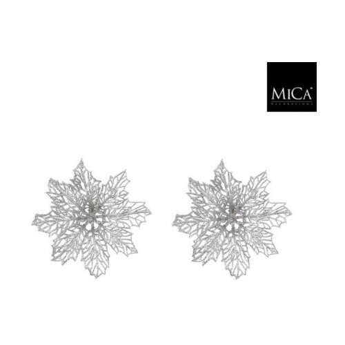 Dekordom 1181048 - silver - edl novogodi&amp;scaron;nja dekoracija - clip poinsettia set 2pcs 13cm ( 044623 ) Slike