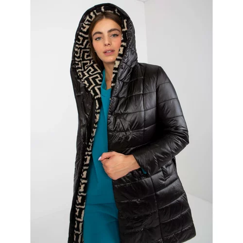Fashion Hunters Black quilted transitional jacket with a binding
