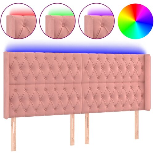 VidaXL LED posteljno vzglavje roza 203x16x118/128 cm žamet, (20794392) Slike