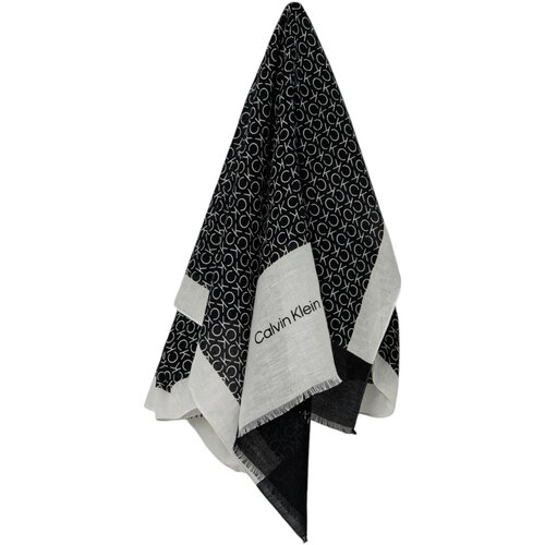 Calvin Klein Jeans &amp;Scaron;ali &amp;amp; Rute GEO MINIMAL LOGO LINEN STOLE K60K612895 Črna Slike