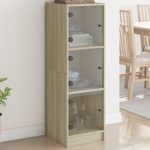 vidaXL Visoka omara s steklenimi vrati sonoma hrast 35x37x109 cm Cene