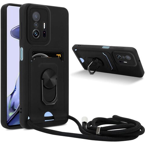 Cadorabo Verižica za mobilni telefon s funkcijo stojala, združljiva z Xiaomi 11T / 11T PRO v črna barvi - silikonski za&scaron;čitni pokrov z nastavljivim trakom, (20860375) Cene