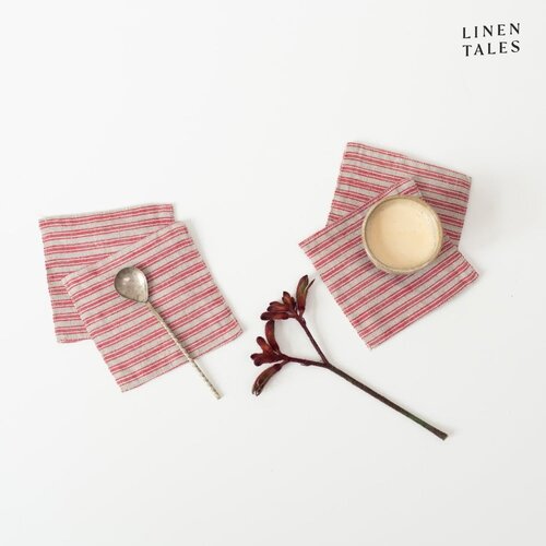 Linen Tales Rdeči/naravni podstavki za kozarce v kompletu 4 ks – Cene