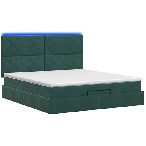  Krevet od pjene s madracem i LED-om Tamnozelena 160 x 200 cm - Tamnozelena 160 x 200 cm Dizajn s rombovima Slike