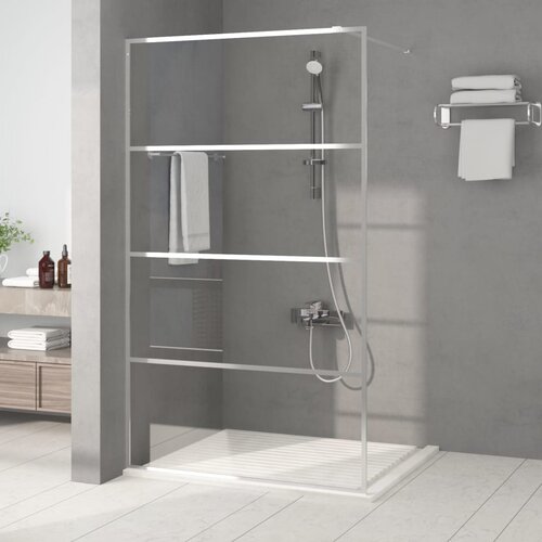 VidaXL Pregrada za tu&amp;scaron; srebrna 115x195 cm prozorno ESG steklo Slike