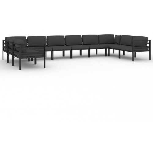 vidaXL Vrtna sedežna garnitura 10-delna z blazinami aluminij antracit, (20760674) Cene
